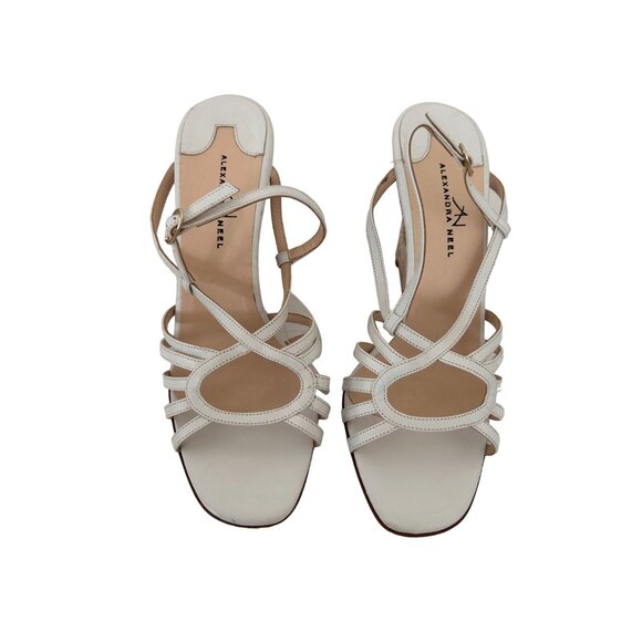 ALEXANDRA NEEL White Leather Floral Sandals Wedges Size 37 / 7 - Picture 4 of 6